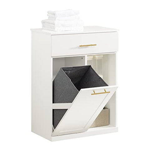 Rootz Laundry Basket Laundry Cabinet- Bathroom Cabinet -Storage Cabinet with Drawer and Storage Compartments
