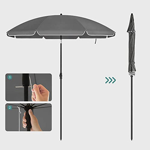Rootz Parasol - Beach Umbrella - Garden Umbrella - Foldable Garden Umbrella - Outdoor Parasol - Garden Parasol - Sunshade Parasol - Umbrella Parasol - Grey