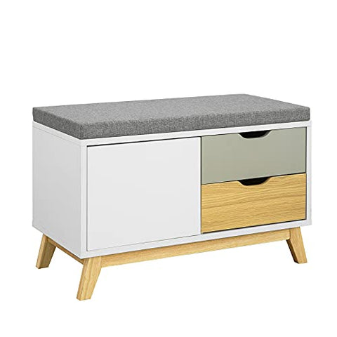 Rootz Hallway Shoe - Bench Shoe - Cabinet Shoe - Rack with 1 Cabinet and 2 Drawers, W80 x D38 x H51cm