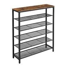 Rootz Shoe Rack - Shoe Cabinet - 5 Levels - Side Cabinet - 20 Pairs of Shoes - Metal Frame - Hallway Cabinet - 100 x 30 x 100 cm - Industrial - Brown - Black