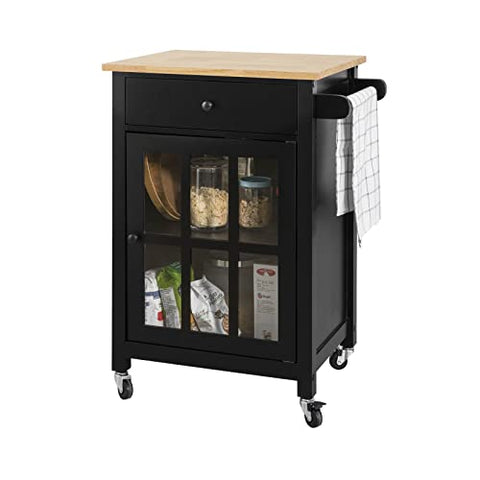 Rootz Kitchen Storage Trolley Serving Trolley with Rubber Wood Work top