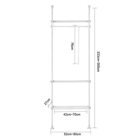 Rootz Adjustable Wardrobe Organiser Clothes Shelf System-Hanging Rail-Telescopic Clothes Storage Shelving