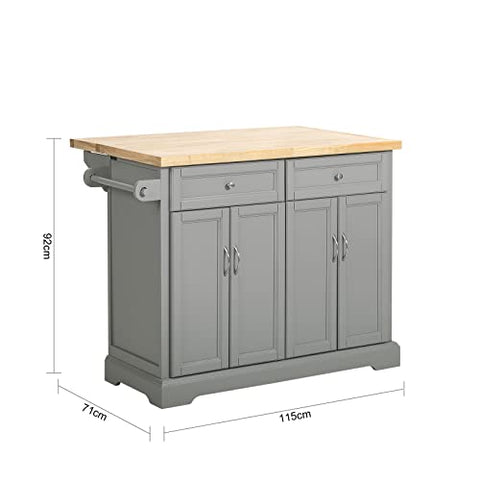 Rootz Extendable Kitchen Island - Storage Trolley Cabinet - Cupboard - Sideboard