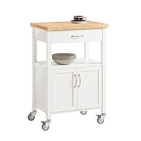 Rootz Kitchen Trolley Cart Storage Trolley Serving Trolley Kitchen Cabinet with Rubber Wood Worktop