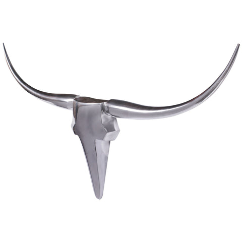 Rootz Bull's Antlers L Decoration - Wall Decoration - Wall Decoration - Wall Antlers - Aluminum - Silver