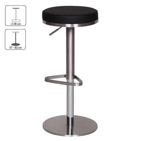Rootz Barstool - Durable M7 - Stainless Black - Contemporary Design - Adjustable Height - Rotatable & Stable