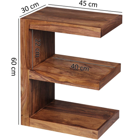 Rootz Side Table - Solid Wood Sheesham - E Cube Design - 60cm Height - Brown Country Style Coffee Table
