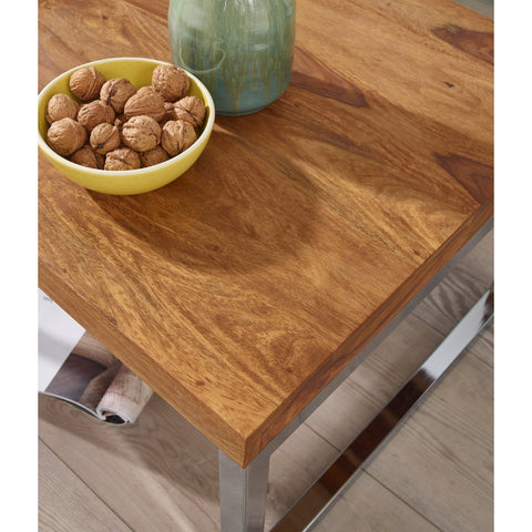 Rootz Side Table - Solid Wood - - Coffee Table - Coffee Table - 60 x 60 cm - Brown - Silver