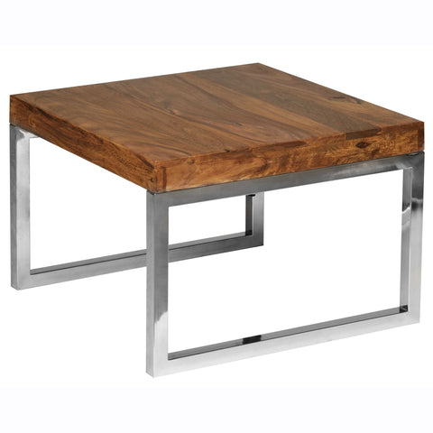 Rootz Side Table - Solid Wood - - Coffee Table - Coffee Table - 60 x 60 cm - Brown - Silver