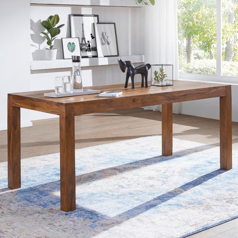 Rootz Dining Table - Solid Wood Sheesham 120 cm - Design Kitchen Table - Dark Brown - Country Style