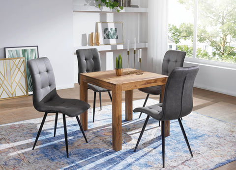 Rootz dining table solid wood sheesham 80 cm dining room table wooden table design kitchen table country style dark brown