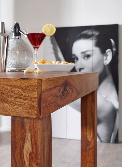 Rootz Bistro Table - Hardwood Bartisch Sheesham - Country Style - Square Wooden Bistro Table - Dark-Brown - 80 x 80 x 110 cm