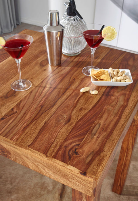 Rootz Bistro Table - Hardwood Bartisch Sheesham - Country Style - Square Wooden Bistro Table - Dark-Brown - 80 x 80 x 110 cm