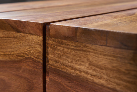 Rootz Coffee Table - Solid Wood - Sheesham - 120cm Wide - Country Style Living Room Table - Dark-Brown