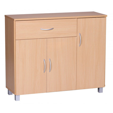 Rootz Sideboard - Hallway cupboard - Chest of drawers - Beech wood - Wood - Brown / White