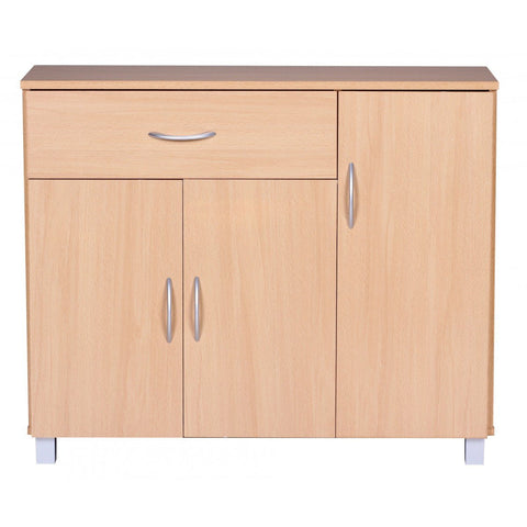 Rootz Sideboard - Hallway cupboard - Chest of drawers - Beech wood - Wood - Brown / White