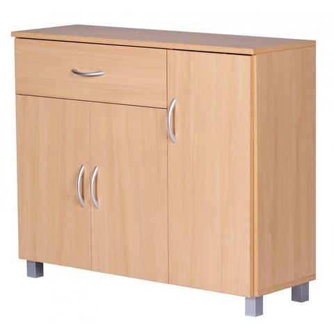 Rootz Sideboard - Hallway cupboard - Chest of drawers - Beech wood - Wood - Brown / White
