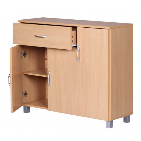 Rootz Sideboard - Hallway cupboard - Chest of drawers - Beech wood - Wood - Brown / White