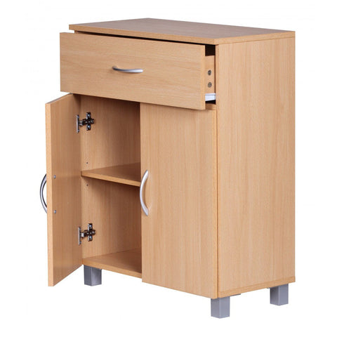 Rootz Sideboard - Hallway cupboard - Drawer - French doors - Beech - Brown / White - Side cabinet