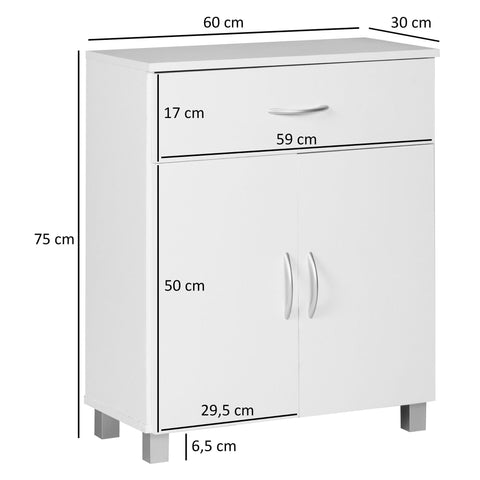 Rootz Sideboard - Hallway cupboard - Drawer - French doors - Beech - Brown / White - Side cabinet