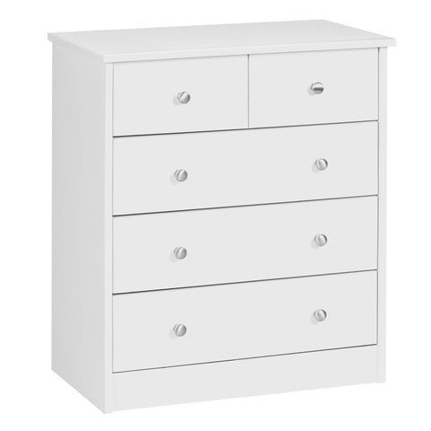 Rootz Chest Cabinet - White - Sideboard with 5 Drawers - Stylish Storage Solution - 60 x 70 x 35 cm