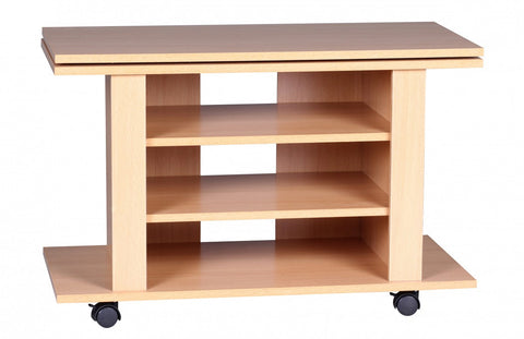 Rootz TV Stand - Beech -  Rotatable and Rollable - TV HiFi Bench - 75 x 38 x 51 cm