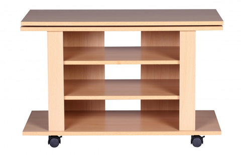 Rootz TV Stand - Beech -  Rotatable and Rollable - TV HiFi Bench - 75 x 38 x 51 cm