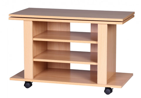 Rootz TV Stand - Beech -  Rotatable and Rollable - TV HiFi Bench - 75 x 38 x 51 cm