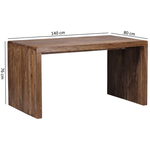 Rootz Desk - Solid Wood Sheesham - 140 cm Wide - Modern Office Furniture in Country Style - Filing Office Table