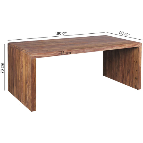 Rootz Desk - Solid Wood - Sheesham Computer Table 180 cm - Real Wood Design Filing Office Table in Country Style