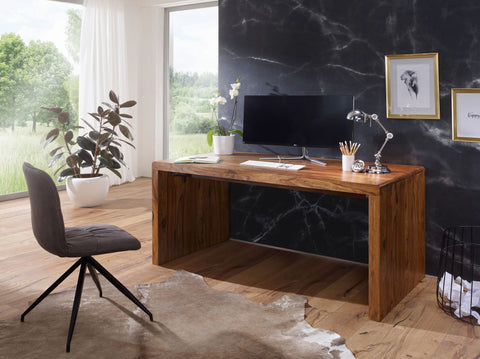 Rootz Desk - Solid Wood - Sheesham Computer Table 180 cm - Real Wood Design Filing Office Table in Country Style