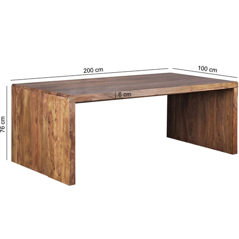 Rootz Desk - Solid Wood - Sheesham Computer Table 200 cm - Real Wood Design Filing Office Table in Country Style