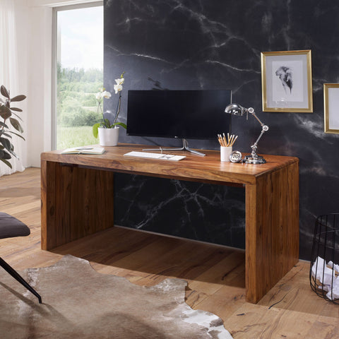 Rootz Desk - Solid Wood - Sheesham Computer Table 200 cm - Real Wood Design Filing Office Table in Country Style