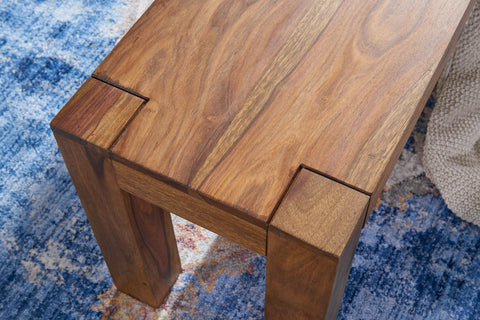 Rootz Dining Room Bench - Solid Wood Sheesham - Natural Country House Style - Kitchen Bench - 140x45x35cm