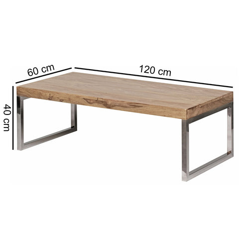 Rootz Coffee Table - Solid Wood Acacia - Dark Brown - Country Style - 120 cm Wide