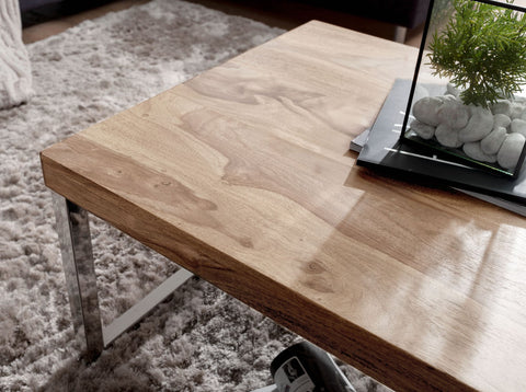 Rootz Coffee Table - Solid Wood Acacia - Dark Brown - Country Style - 120 cm Wide