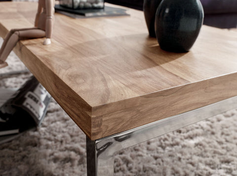 Rootz Coffee Table - Solid Wood Acacia - Dark Brown - Country Style - 120 cm Wide