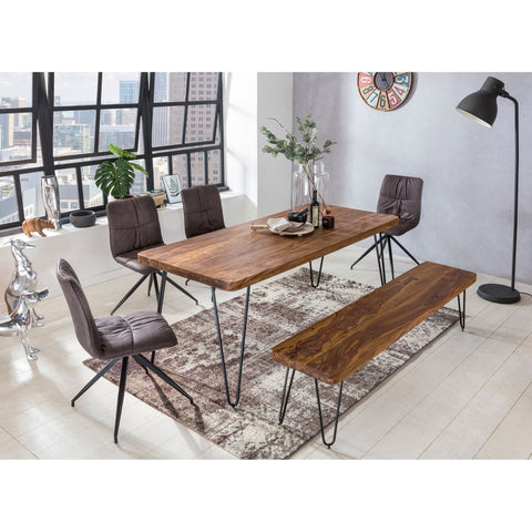 Rootz Dining Bench - Kitchen Bench - Solid Wooden Bench - 160 x 40 x 45 cm - Brown