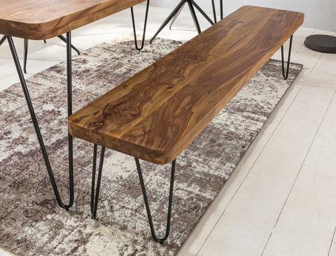 Rootz Dining Room Bench - Solid Wood Sheesham - Natural Product - Country House Style - 120 x 45 x 40 cm