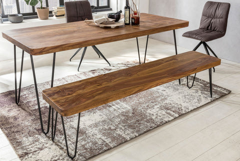 Rootz Dining Room Bench - Solid Wood Sheesham - Natural Product - Country House Style - 120 x 45 x 40 cm