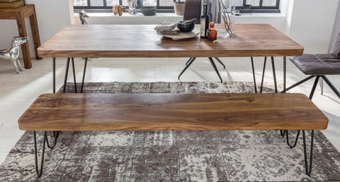 Rootz Dining Room Bench - Solid Wood Sheesham - Natural Product - Country House Style - 120 x 45 x 40 cm