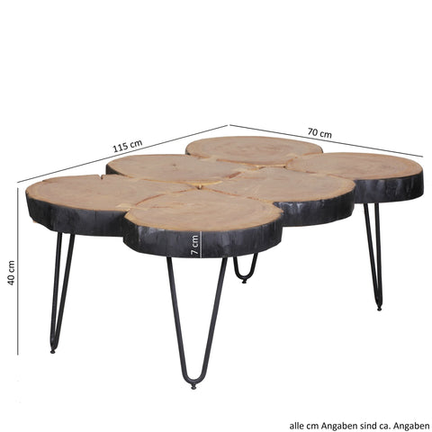 Rootz Coffee Table - Coffee Table - Solid Wood - Acacia - Tree Trunk - Brown - Metal - 115 x 70 x 40 cm