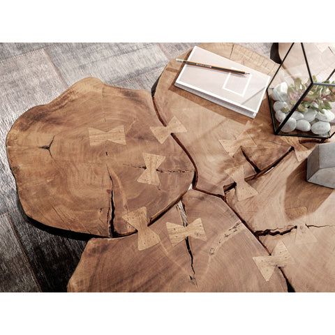 Rootz Coffee Table - Coffee Table - Solid Wood - Acacia - Tree Trunk - Brown - Metal - 115 x 70 x 40 cm