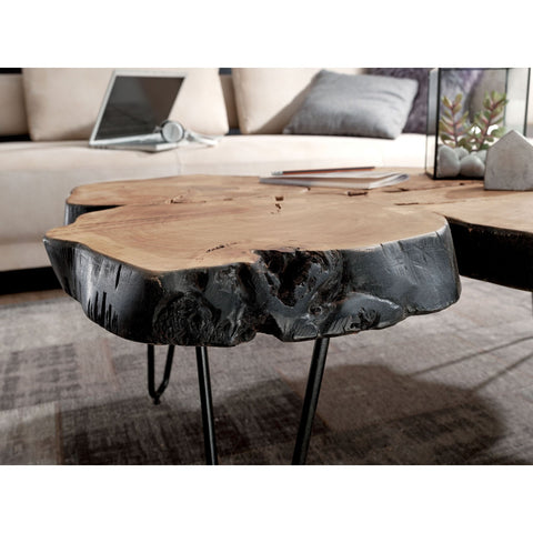 Rootz Coffee Table - Coffee Table - Solid Wood - Acacia - Tree Trunk - Brown - Metal - 115 x 70 x 40 cm