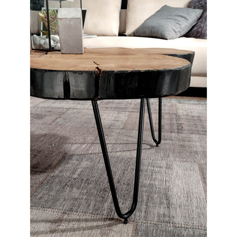 Rootz Coffee Table - Coffee Table - Solid Wood - Acacia - Tree Trunk - Brown - Metal - 115 x 70 x 40 cm