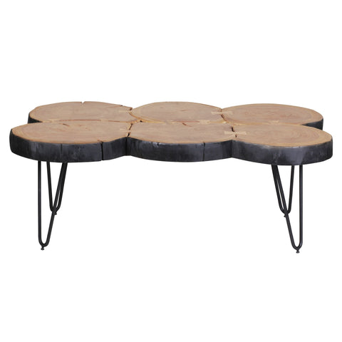 Rootz Coffee Table - Coffee Table - Solid Wood - Acacia - Tree Trunk - Brown - Metal - 115 x 70 x 40 cm