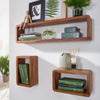 Rootz Wall Shelves - Set of 3 - Sheesham Wood - Country Style - Rustic Design - Square Hanging Shelves - Real Wood - Wall Shelves - Hanging Dice - Shelf Wall Boxes