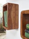 Rootz Wall Shelves - Set of 3 - Sheesham Wood - Country Style - Rustic Design - Square Hanging Shelves - Real Wood - Wall Shelves - Hanging Dice - Shelf Wall Boxes