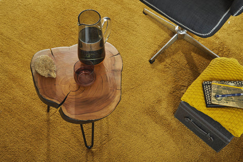 Rootz Side Table - Solid Wood Sheesham - Living Room Table - Natural Wood - Tree Edge Design - 35x35 cm