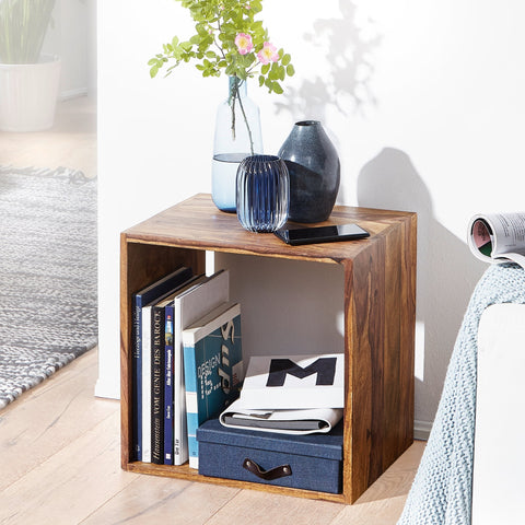 Rootz Side Table - Cube Side Table - Square Side Table - Wood - Solid Wood - 43.5 x 43.5 cm
